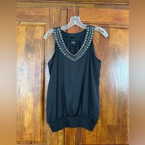 Vanity Black Embellished Tank Top